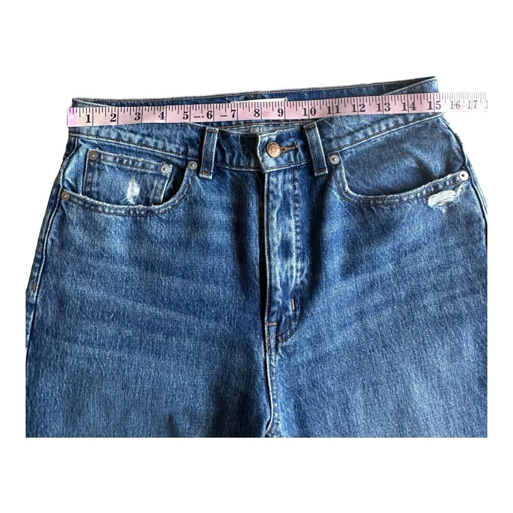 MADEWELL Wide 29" Inseam Leg Crop Destressed Denim Blue High Waist Sz 25 - Picture 7 of 14